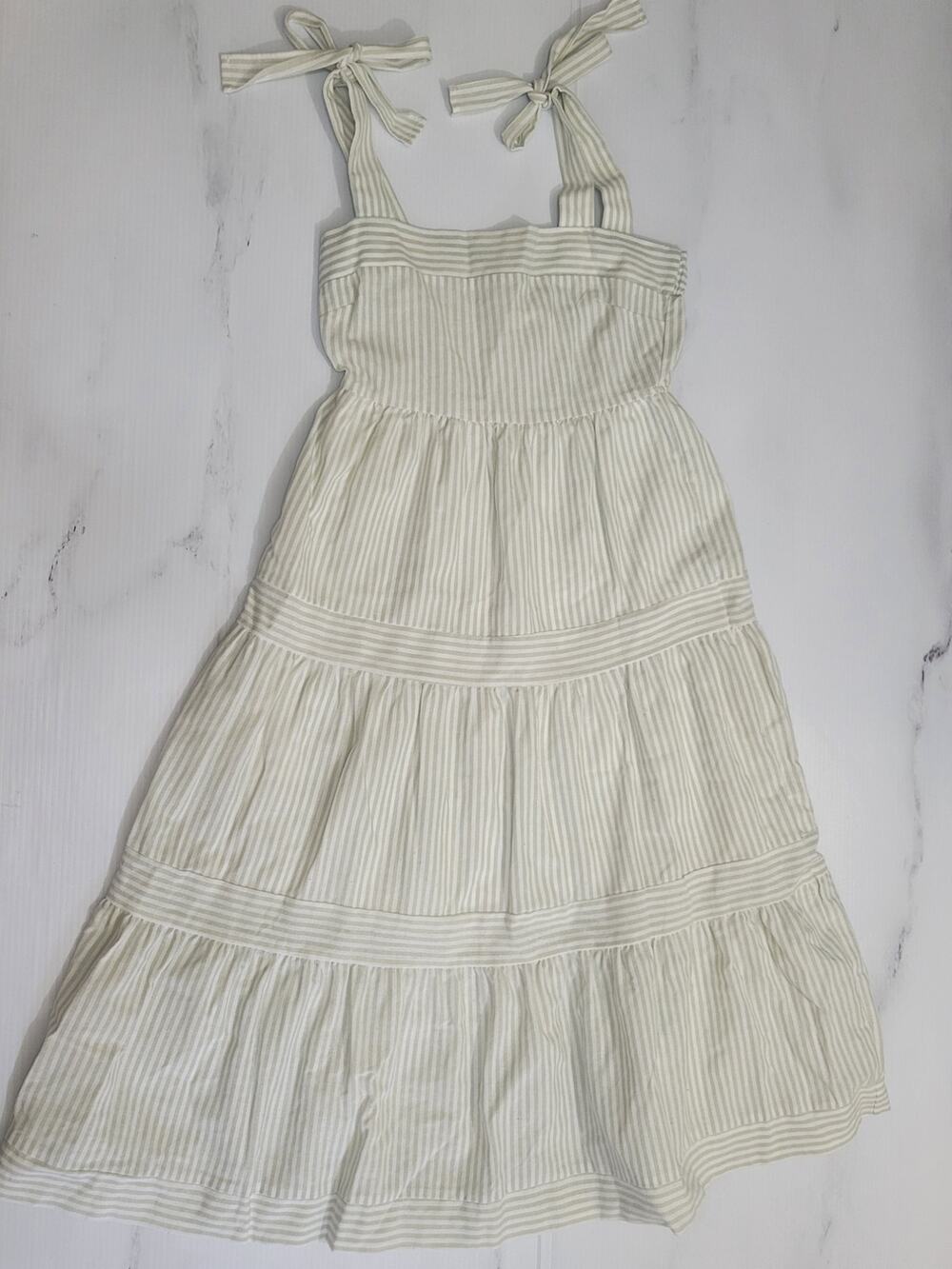 By The River Striped Tiered Midi Sundress Size S